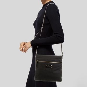 Kate Spade Black Nylon Patent Leather Adjustable Pocket Zip Crossbody Handbag